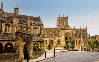 A photo of Sherborne Abbey in Dorset, the town named 'Best place to live' by the Times and Sunday Times for 2024.
