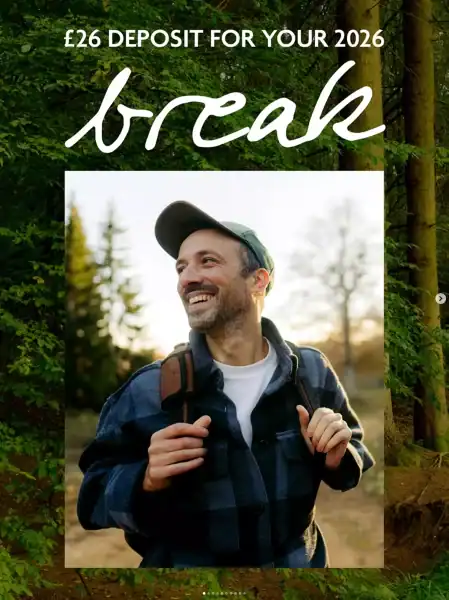 Man enjoying outdoor walk in forest, promoting outdoor activities on social media.