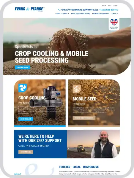 Crop cooling and mobile seed processing solutions for efficient farming operations.