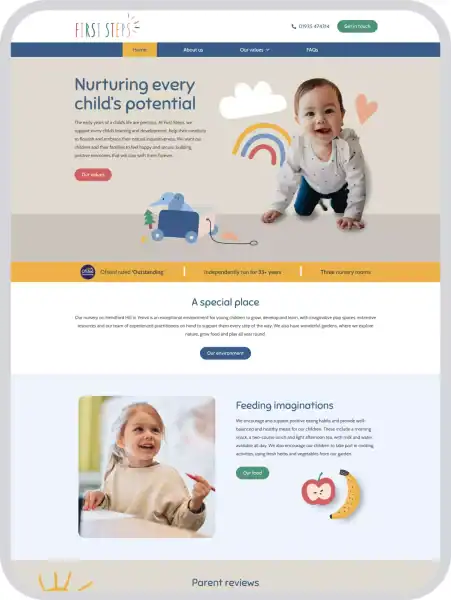 Friendly website design for Lolly Agency, focusing on nurturing children's potential.