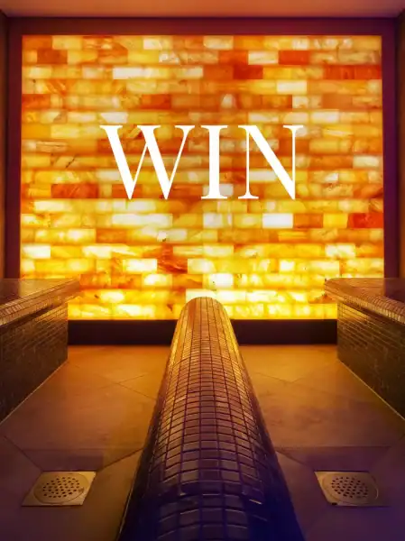 Bright salt wall with the word "WIN" for social media success.