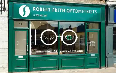 Robert Frith Optometrists 100 year window design